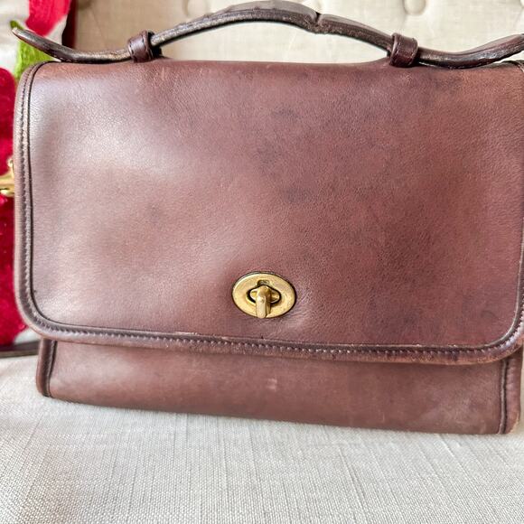 Vintage Coach Court Leather Crossbody Bag Purse 9870 Mahogany Brown - Picture 6 of 9